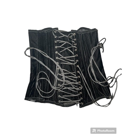 Play Girl White Label Black Velvet Boned Corset - Picture 2 of 3